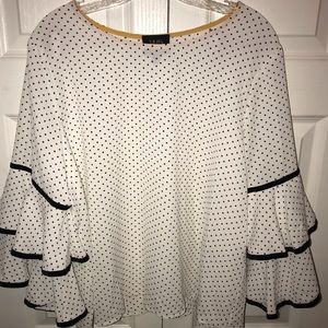 Polka Dot Ruffled Sleeve Top